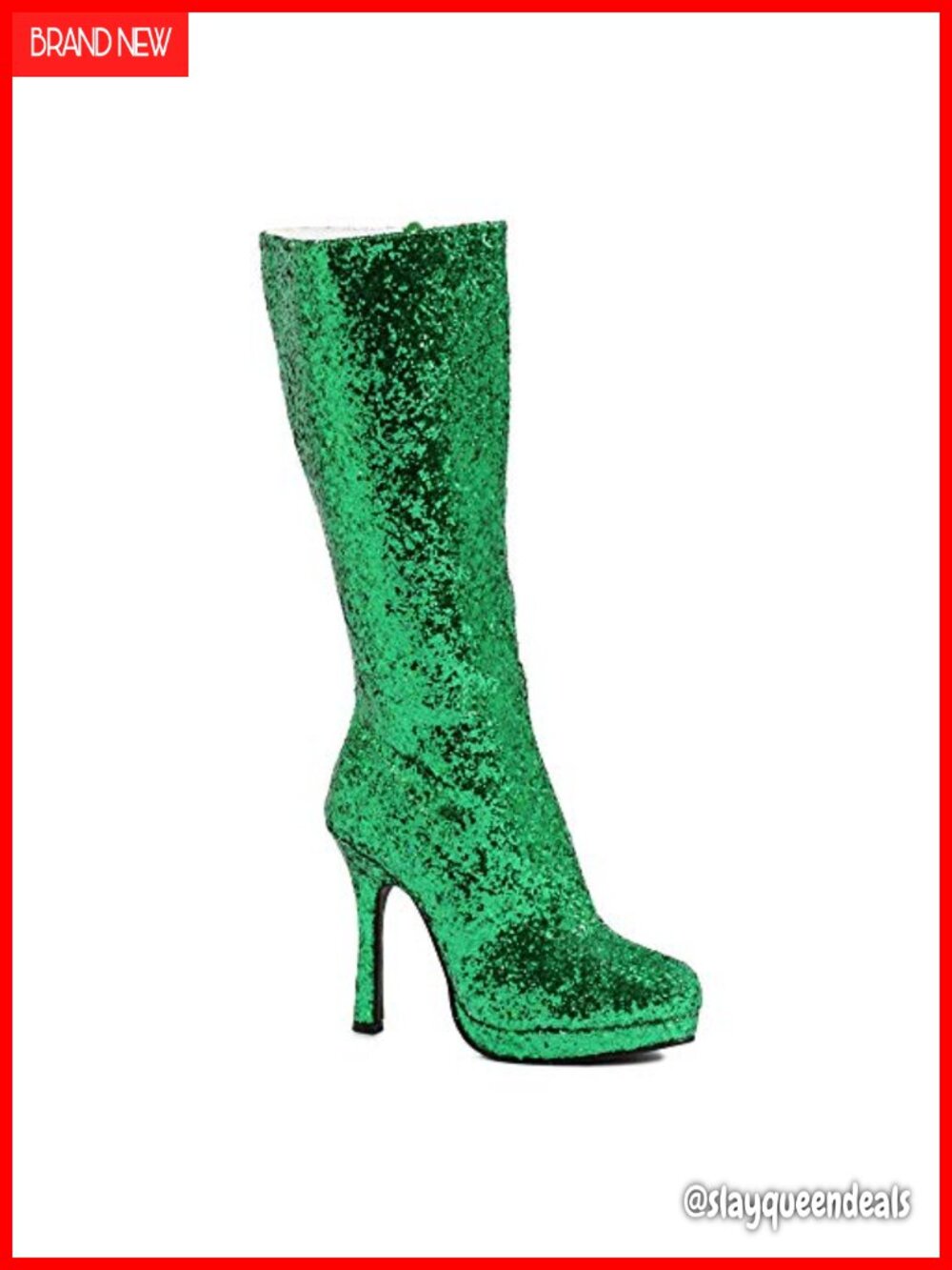 Womens Glitter Knee-High Costume Boots 4" Heel Platform Stiletto